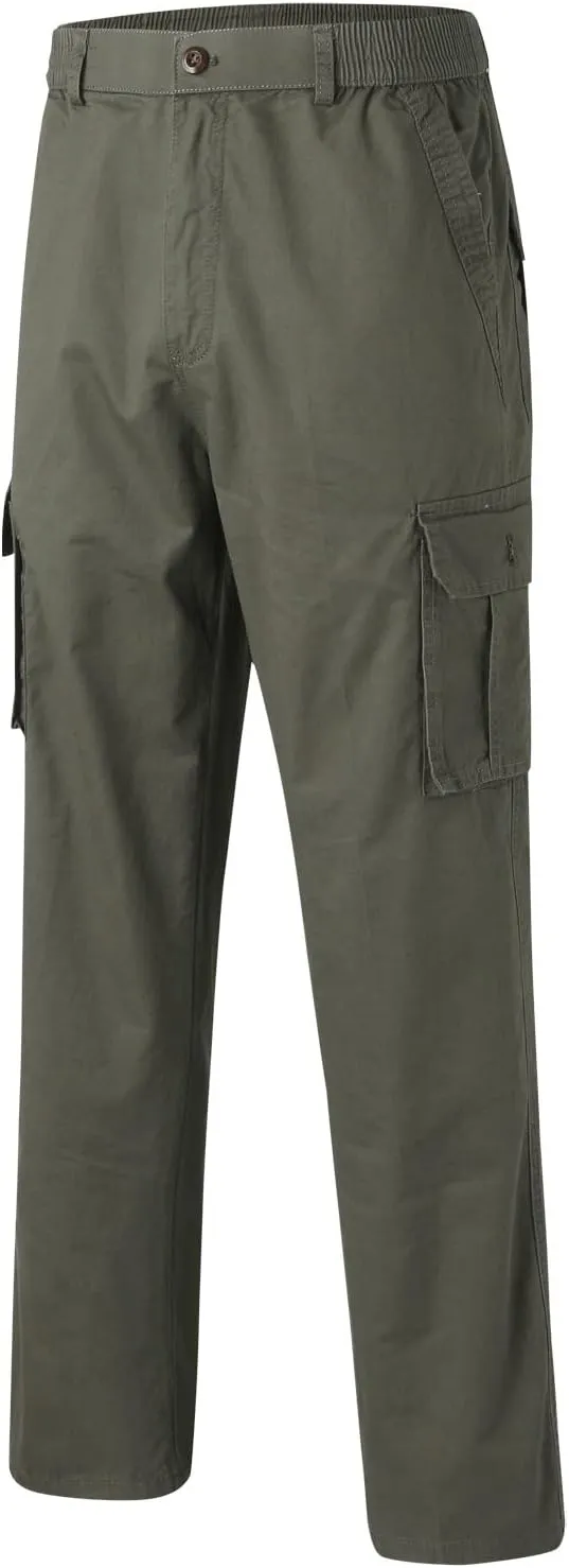 MIDOO Cargo Pants for Men Work Heavy Duty Casual Pants Stretch Drawstring Waistband Tapered Leg Sweatpants with Pockets