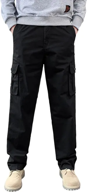 MIDOO Cargo Pants for Men Work Heavy Duty Casual Pants Stretch Drawstring Waistband Tapered Leg Sweatpants with Pockets