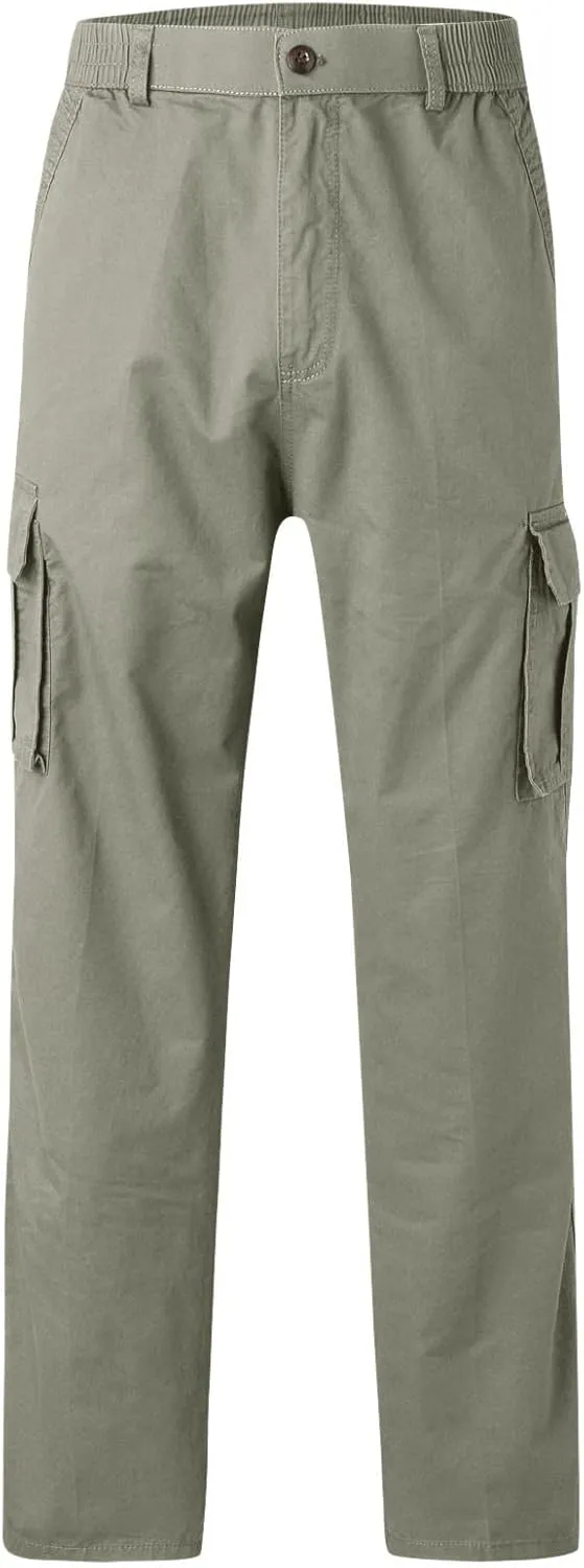 MIDOO Cargo Pants for Men Work Heavy Duty Casual Pants Stretch Drawstring Waistband Tapered Leg Sweatpants with Pockets