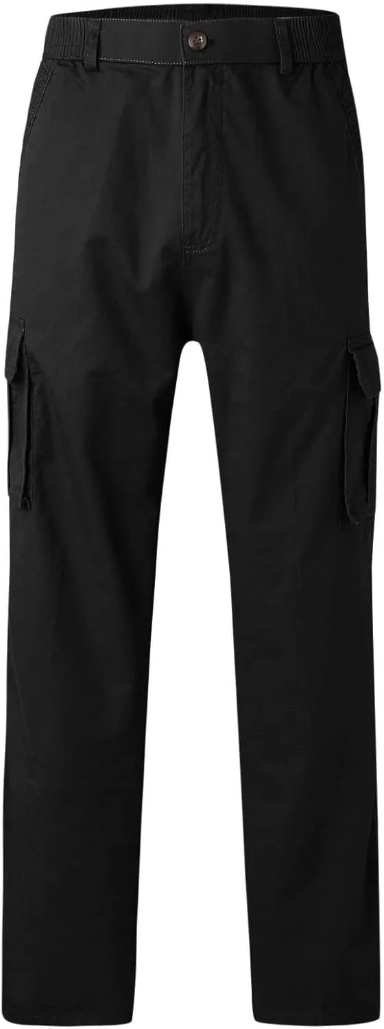 MIDOO Cargo Pants for Men Work Heavy Duty Casual Pants Stretch Drawstring Waistband Tapered Leg Sweatpants with Pockets