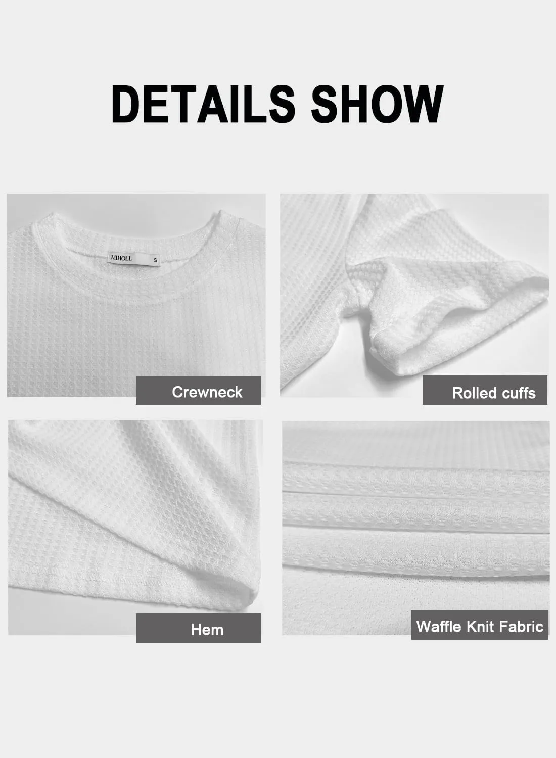 MIHOLL Womens 2025 Summer Tops Short Sleeve Crewneck Waffle Knit Loose Blouses T Shirts