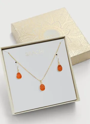 Mini Druzy Earring and Necklace Set