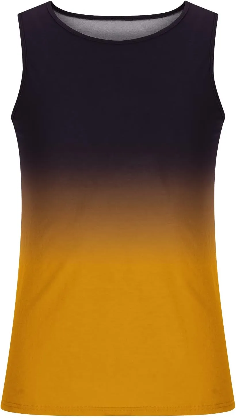 Muscularfit Beach Tank Tops for Men Summer Fashion Sleeveless Gradient Color Muscle Basic T Shirts Casual Loose Pullover Tops