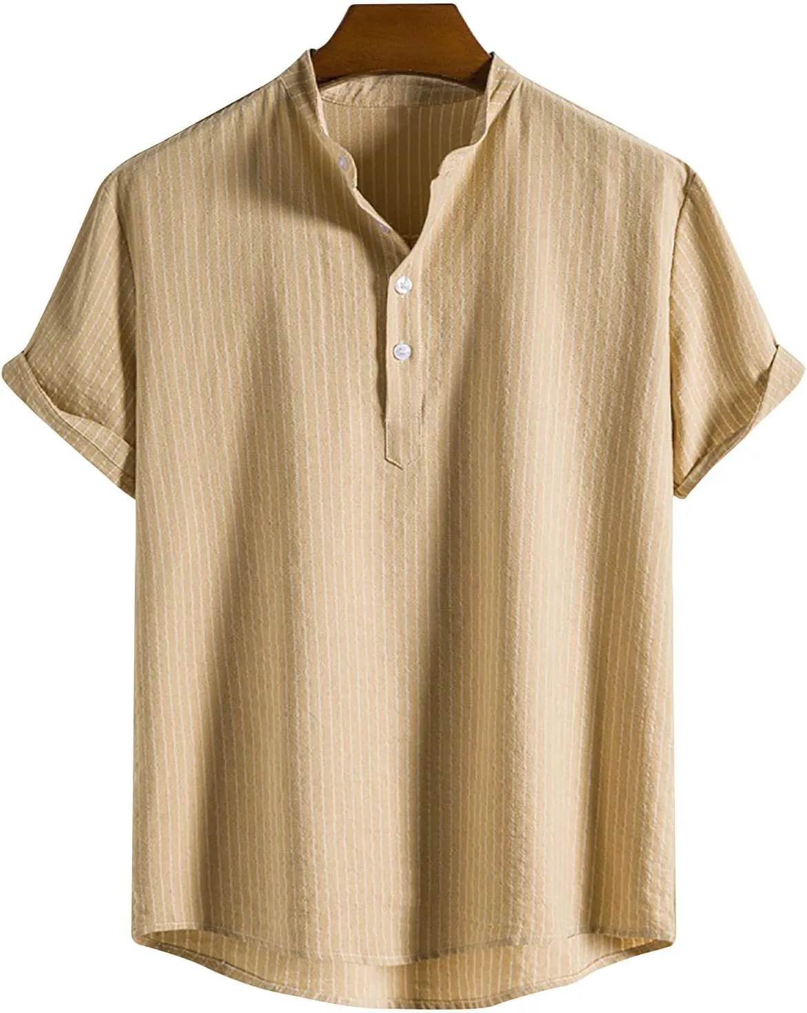 Muscularfit Mens Shirts Short Sleeve Regular-Fit Striped Button Down Top Summer Casual Stylish Cotton Blend Basic Work Shirt