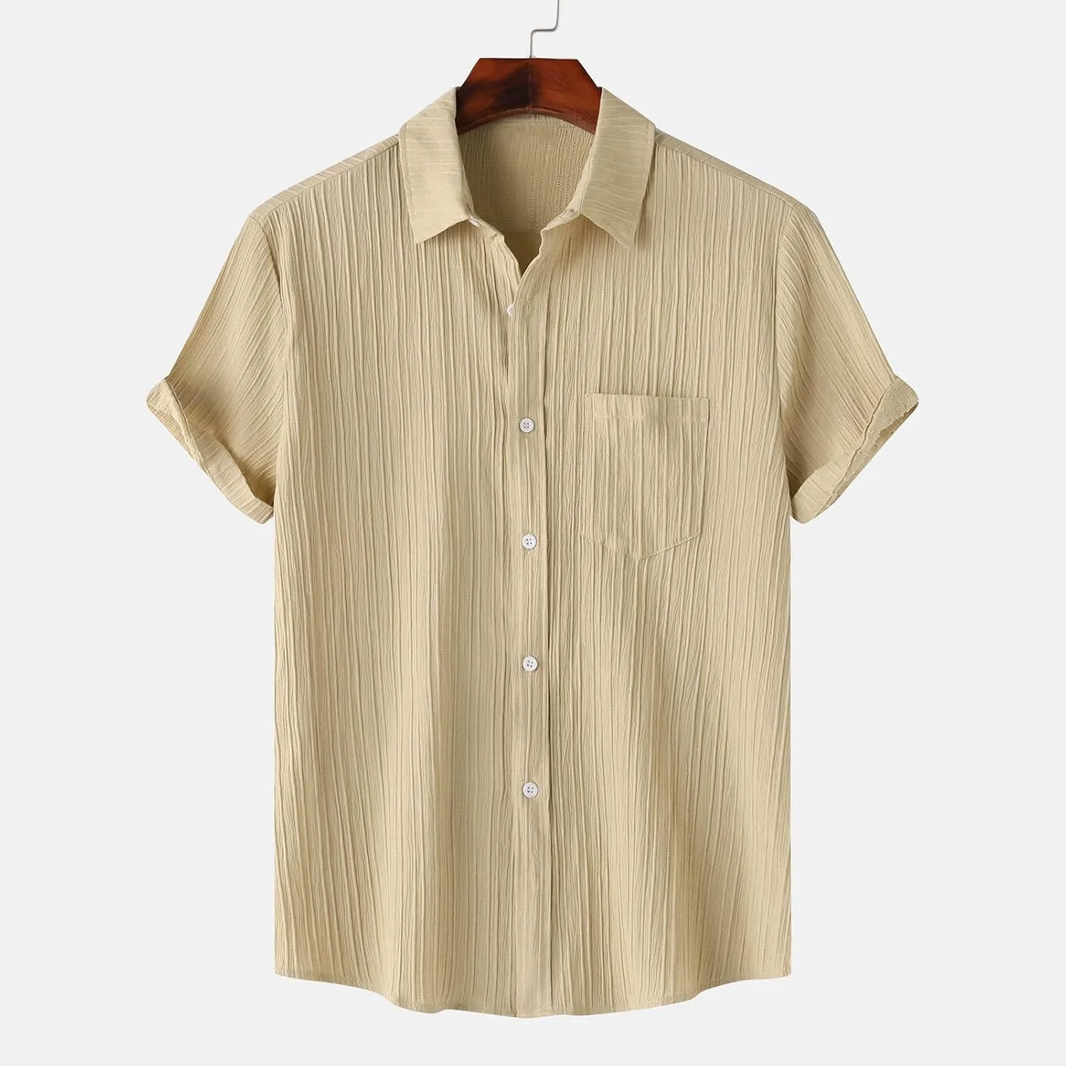 Muscularfit Slim Fit Dress Shirts for Men 2024 Casual Short Sleeve Button Down Shirt Summer Regular Fit Solid Collar Shirts