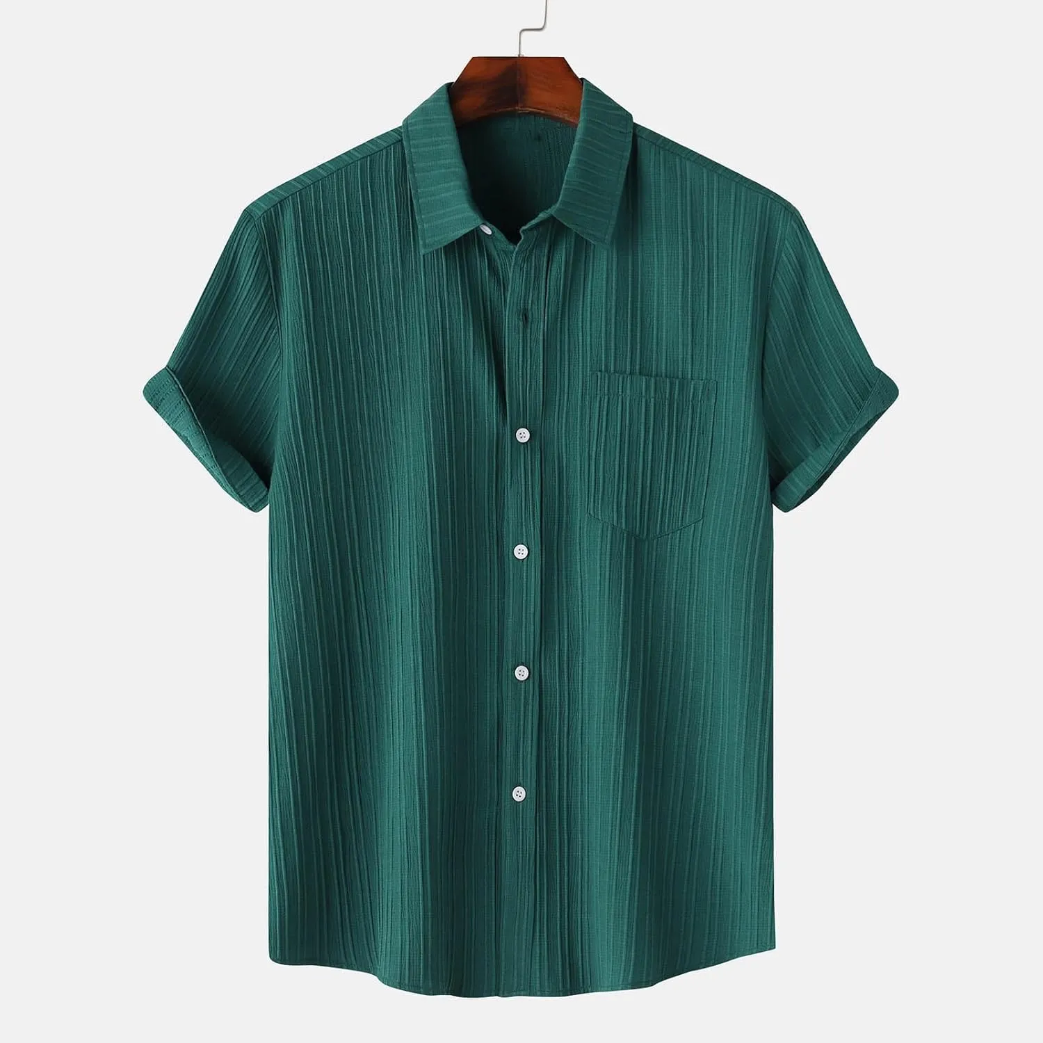 Muscularfit Slim Fit Dress Shirts for Men 2024 Casual Short Sleeve Button Down Shirt Summer Regular Fit Solid Collar Shirts