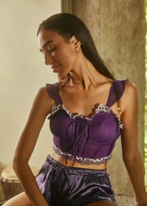 Myla Purple Glitter Longline Corset Bra