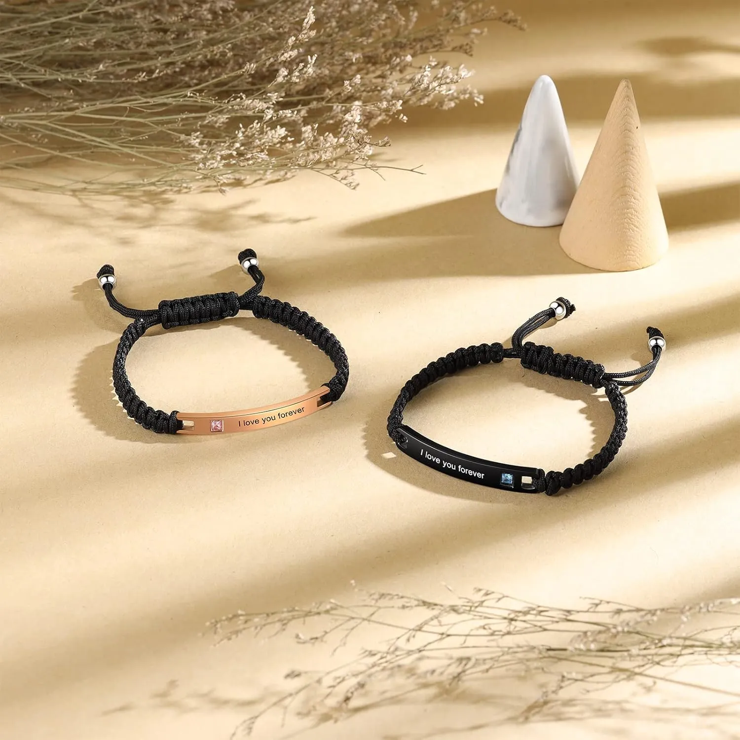 Nameinhea Customized Matching Bracelets for Couples Relationship Bracelets Personalized Couples Bracelets His and Hers Bracelets for Valentines Day Gifts Boyfriend and Girlfriend