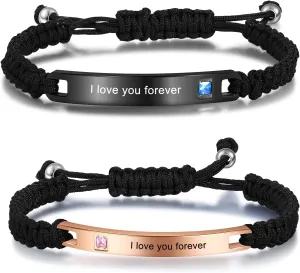 Nameinhea Customized Matching Bracelets for Couples Relationship Bracelets Personalized Couples Bracelets His and Hers Bracelets for Valentines Day Gifts Boyfriend and Girlfriend