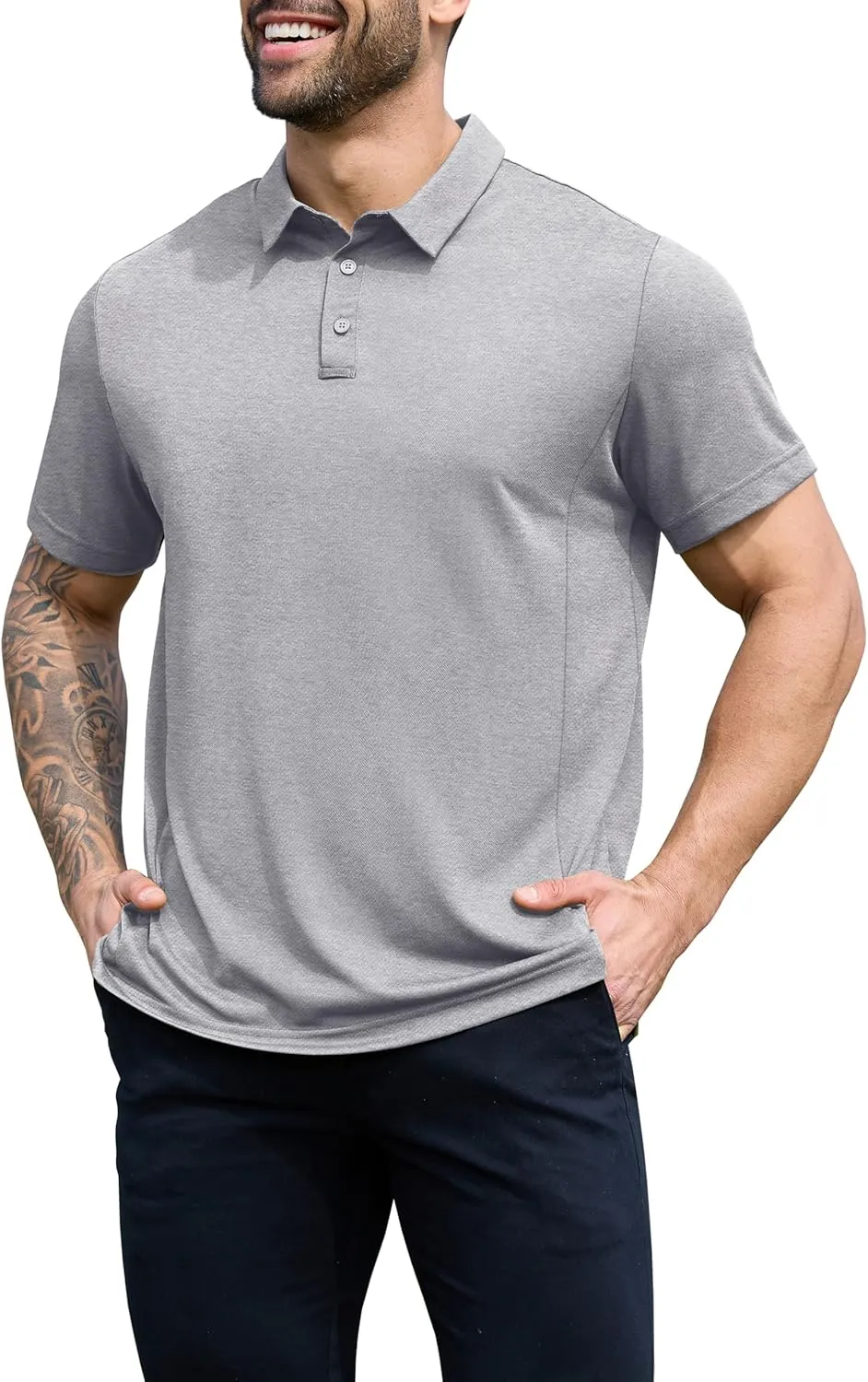 NIASHOT Men's Polo Shirts Tactical Short Sleeve Golf T-Shirt Athletic Collared Summer Shirts