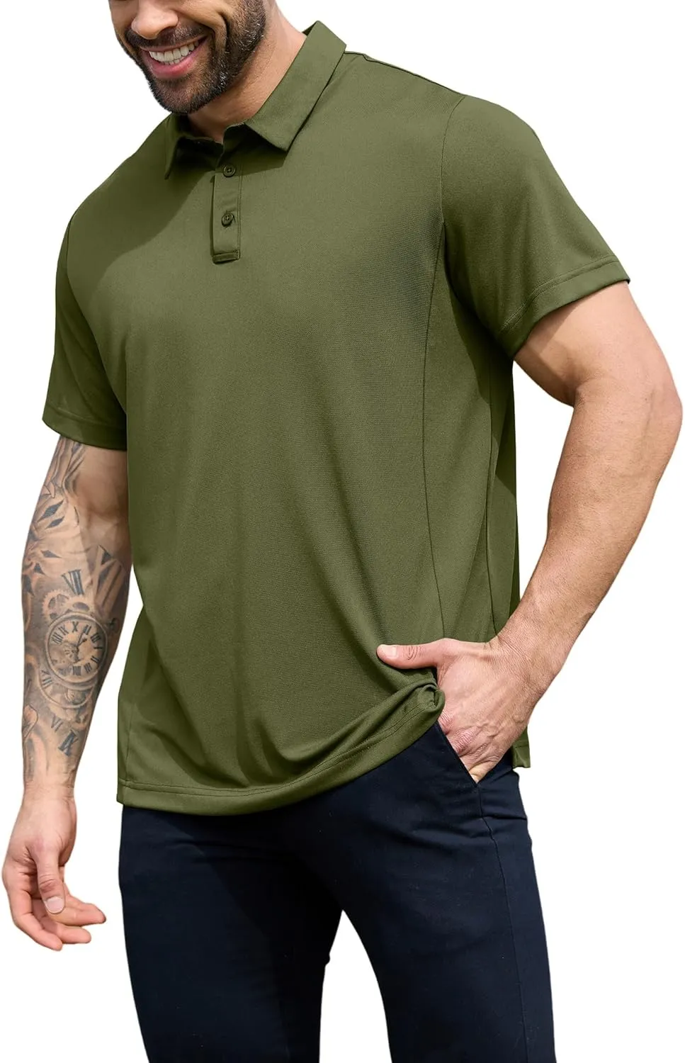 NIASHOT Men's Polo Shirts Tactical Short Sleeve Golf T-Shirt Athletic Collared Summer Shirts