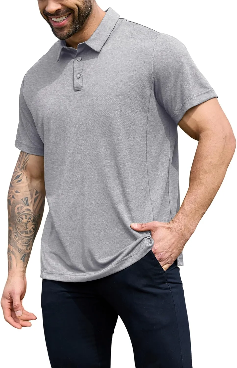 NIASHOT Men's Polo Shirts Tactical Short Sleeve Golf T-Shirt Athletic Collared Summer Shirts