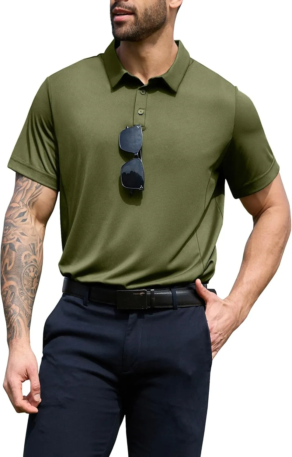 NIASHOT Men's Polo Shirts Tactical Short Sleeve Golf T-Shirt Athletic Collared Summer Shirts