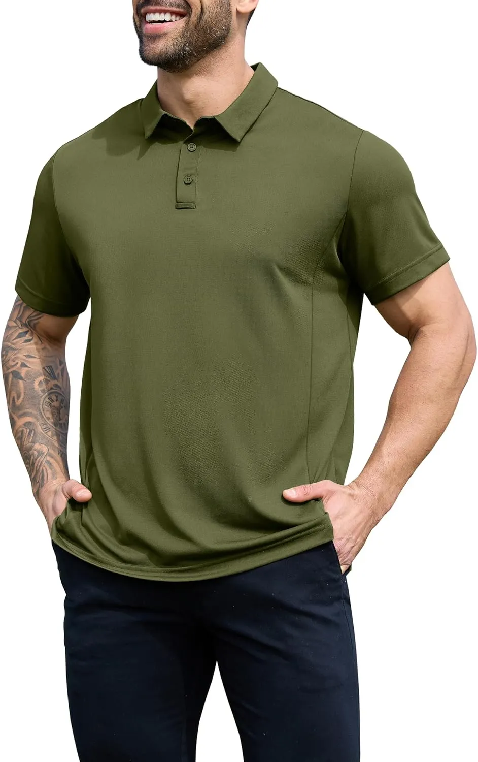NIASHOT Men's Polo Shirts Tactical Short Sleeve Golf T-Shirt Athletic Collared Summer Shirts