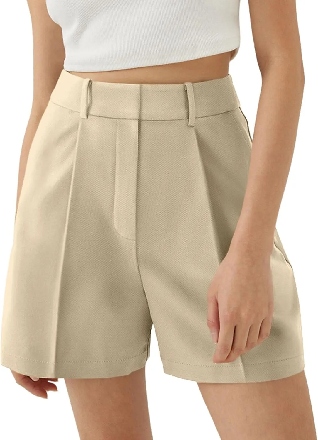 NIMIN Womens Shorts Dressy High Waisted Wide Leg Tailored Shorts Pleated Business Casual Work Trouser Shorts Without Belts
