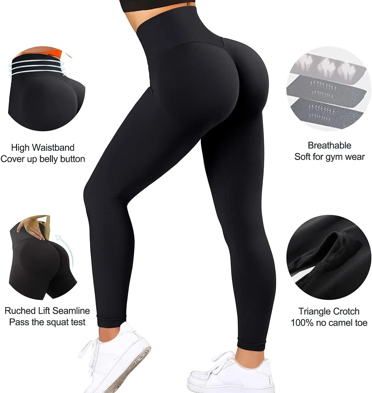 OMKAGI Women Scrunch Butt Lifting Leggings Seamless High Waisted Workout Yoga Pants