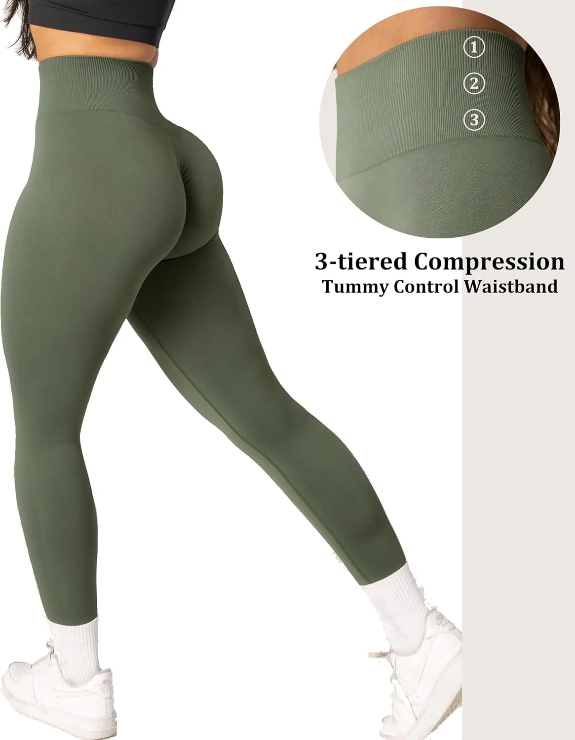 OMKAGI Women Scrunch Butt Lifting Leggings Seamless High Waisted Workout Yoga Pants