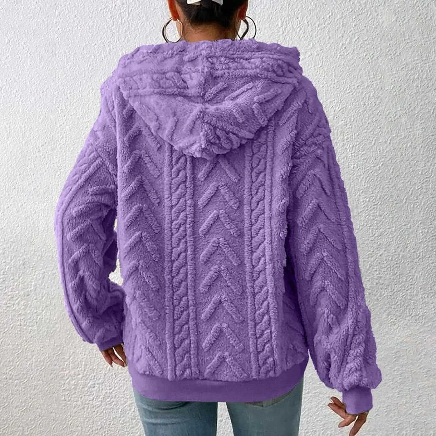 Oversized Hoodie For Women, Cable Knit Fuzzy Pullover Sweatshirt, Fall Clothes