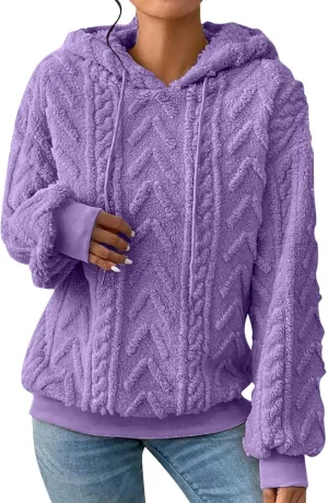 Oversized Hoodie For Women, Cable Knit Fuzzy Pullover Sweatshirt, Fall Clothes