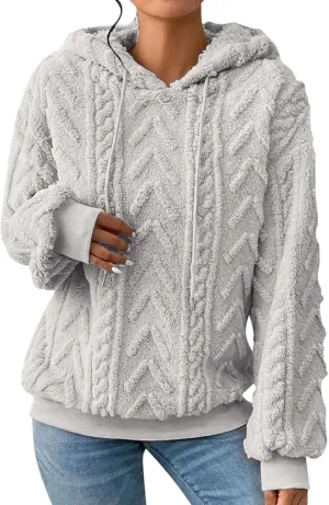 Oversized Hoodie For Women, Cable Knit Fuzzy Pullover Sweatshirt, Fall Clothes