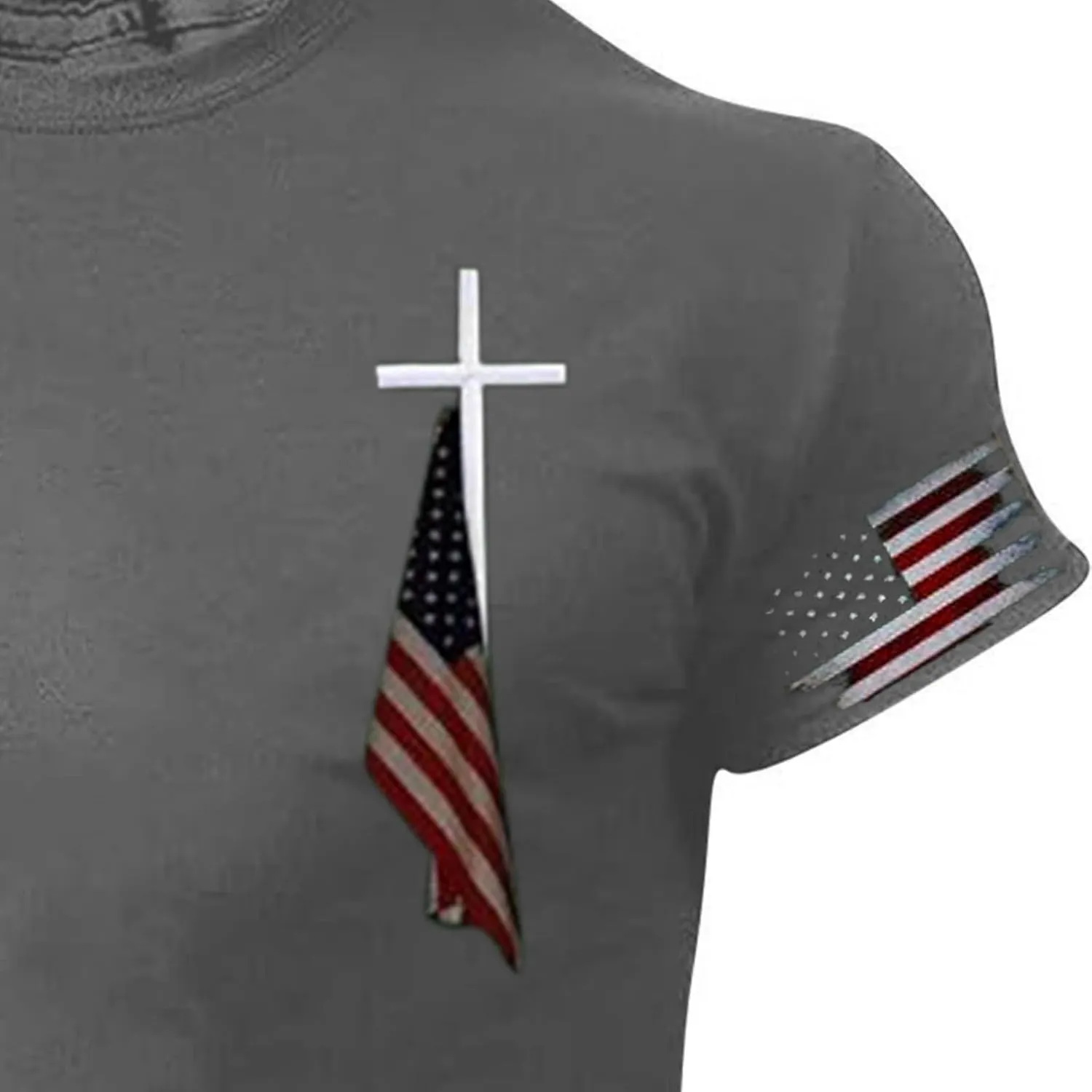 Patriotic Shirts for Men Slim Fit USA Flag Casual Summer Short Sleeve Christian American Flag T-Shirt Graphic Crewneck Shirt