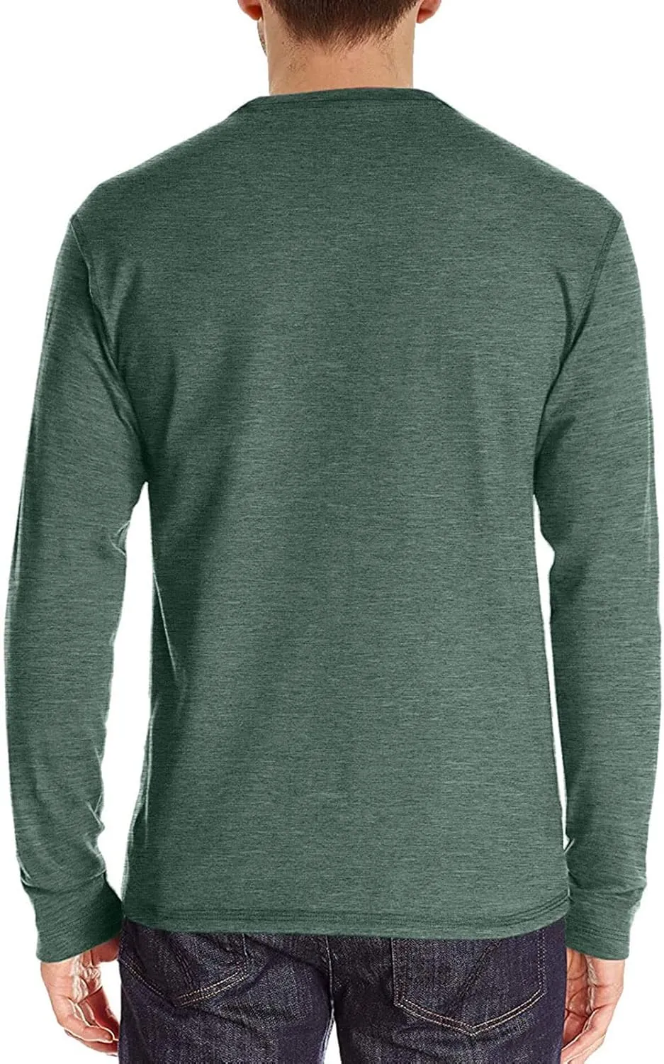 PEGENO Men's Fashion Casual Front Placket Long Sleeve Henley T-Shirts Cotton Shirts