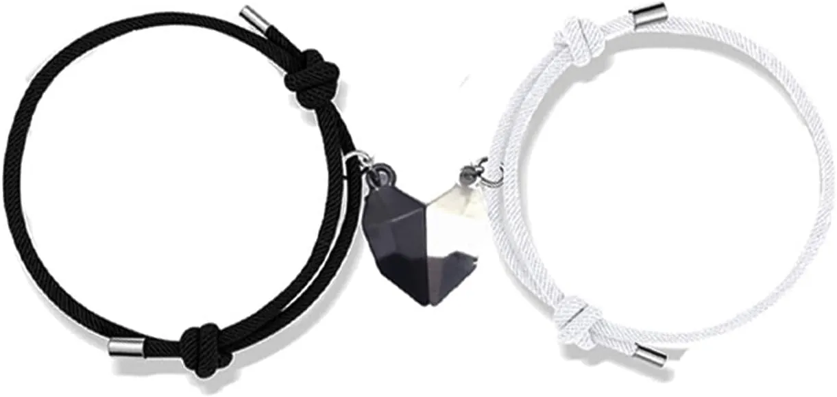 Personalized Couples Bracelets for Women Men Adjustable Rope Couples Bracelets Heart Matching Bracelets Star Moon Yin Yang Braided Bracelets for Him and Her BFF Friendship Promise Bracelets Valentines Birthday Jewelry