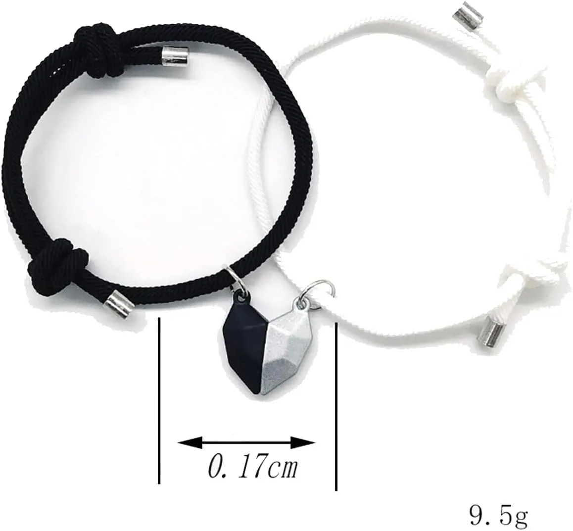 Personalized Couples Bracelets for Women Men Adjustable Rope Couples Bracelets Heart Matching Bracelets Star Moon Yin Yang Braided Bracelets for Him and Her BFF Friendship Promise Bracelets Valentines Birthday Jewelry
