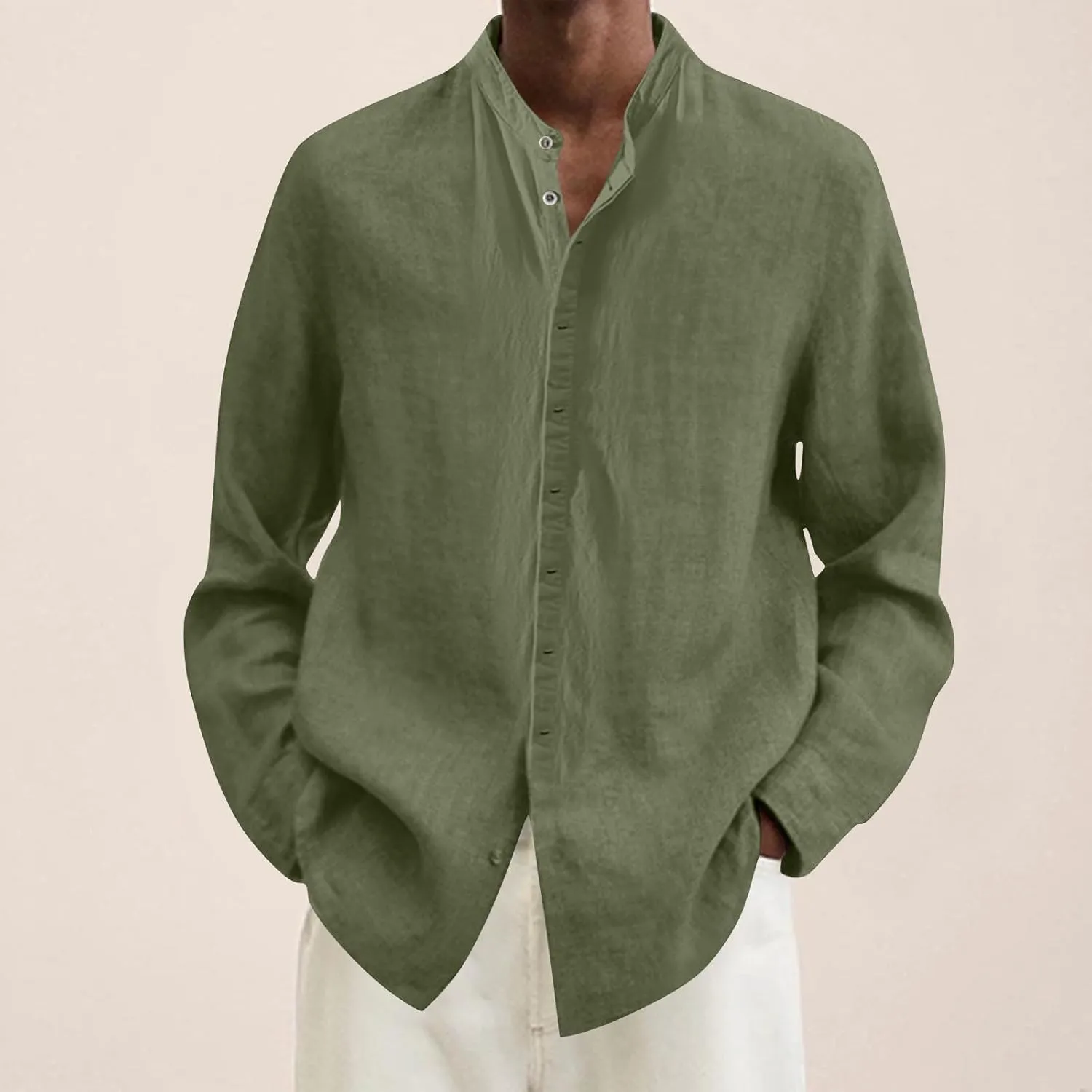 Plus Size Shirts for Men Linen Button Down Shirt Long Sleeve Casual Hawaiian Comfy Collar Tee Beach Summer Clothes