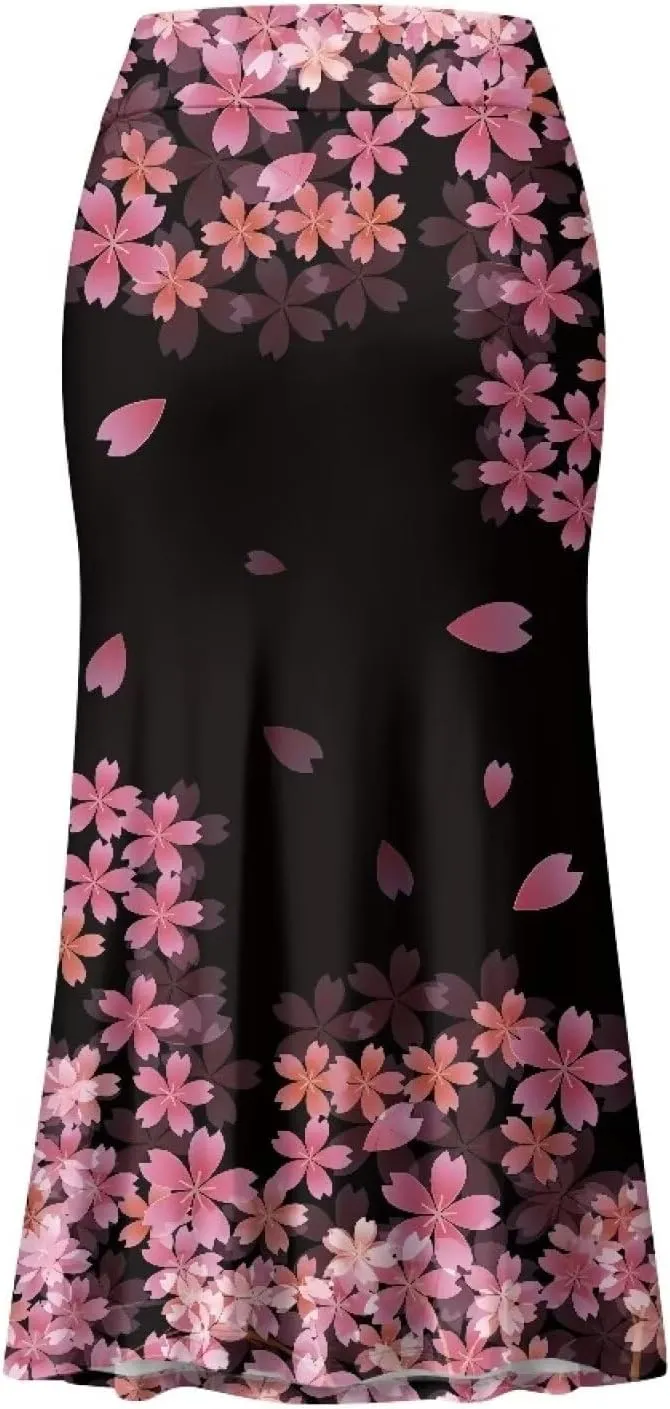 POLERO Floral Skirts for Women Zipper High Waisted Casual Long Skirt Elegant Work Office Outfits