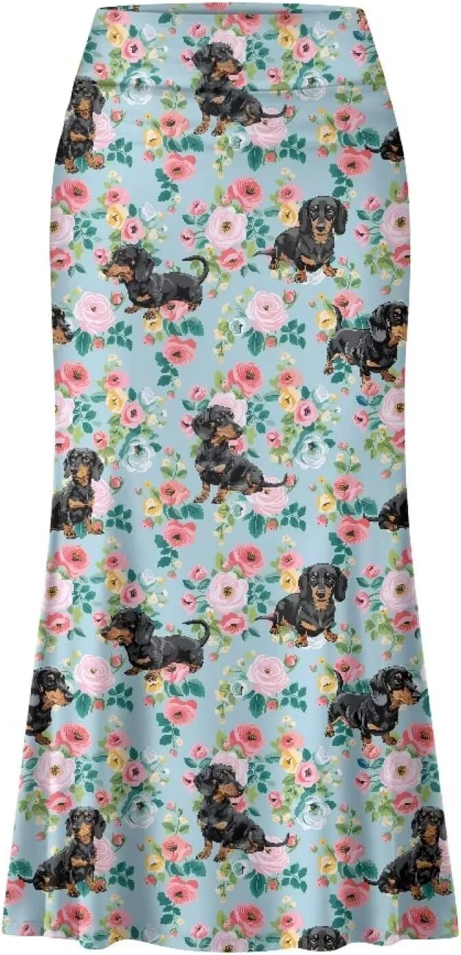 POLERO Floral Skirts for Women Zipper High Waisted Casual Long Skirt Elegant Work Office Outfits