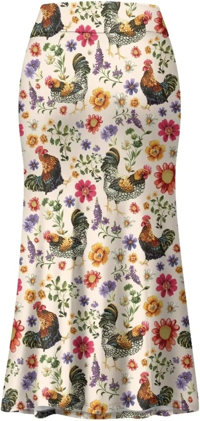 POLERO Floral Skirts for Women Zipper High Waisted Casual Long Skirt Elegant Work Office Outfits