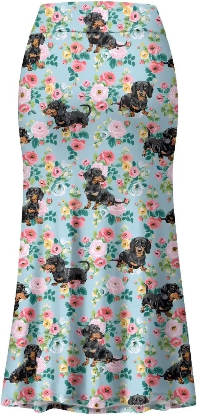 POLERO Floral Skirts for Women Zipper High Waisted Casual Long Skirt Elegant Work Office Outfits