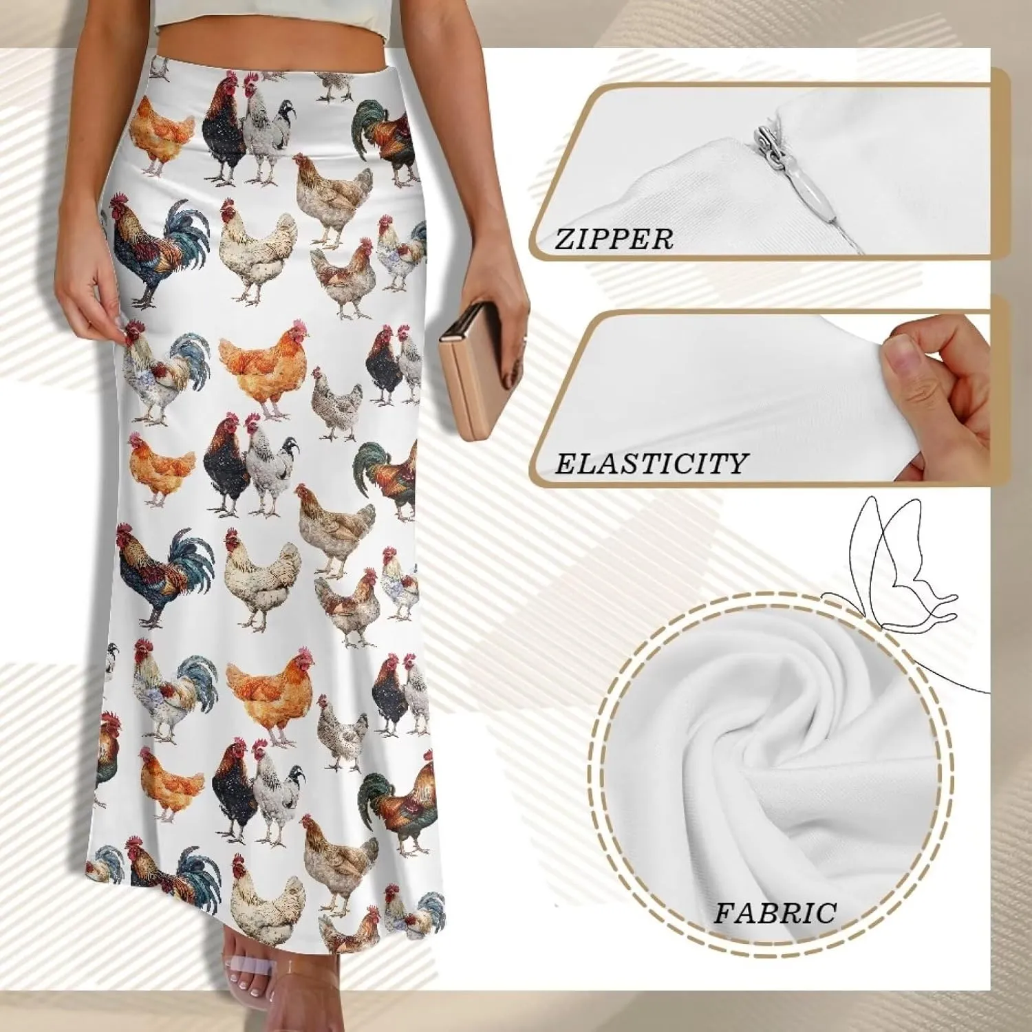 POLERO Plus Size Skirt for Women High Waist Long Maxi Flowy Skirts Zipper Trendy Casual Outfit
