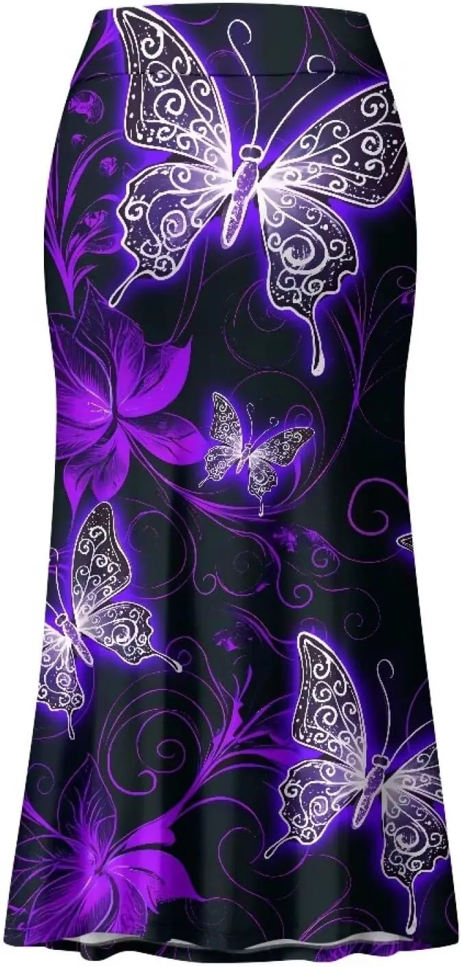 POLERO Plus Size Skirt for Women High Waist Long Maxi Flowy Skirts Zipper Trendy Casual Outfit