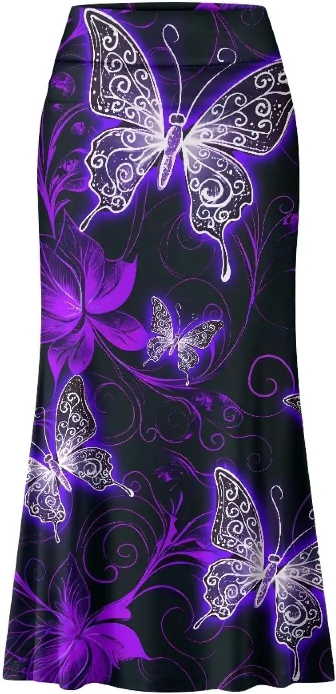 POLERO Plus Size Skirt for Women High Waist Long Maxi Flowy Skirts Zipper Trendy Casual Outfit