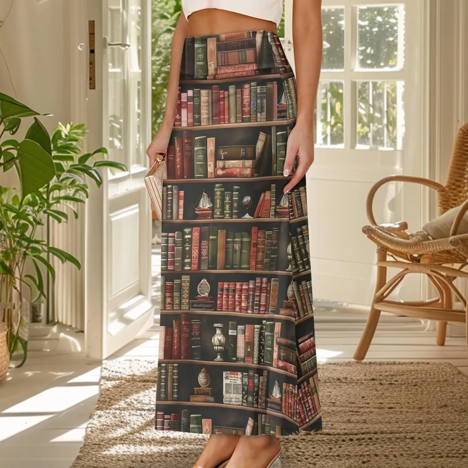 POLERO Plus Size Skirt for Women High Waist Long Maxi Flowy Skirts Zipper Trendy Casual Outfit