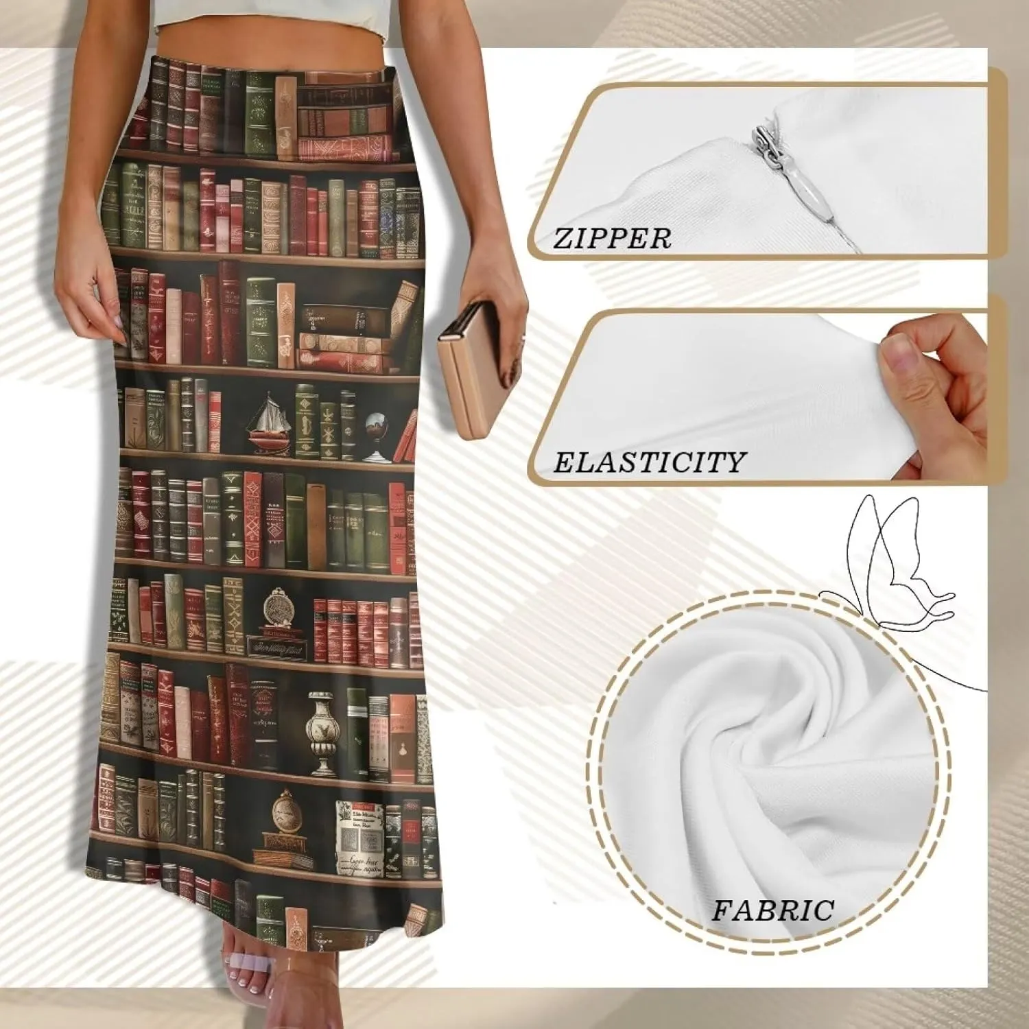 POLERO Plus Size Skirt for Women High Waist Long Maxi Flowy Skirts Zipper Trendy Casual Outfit