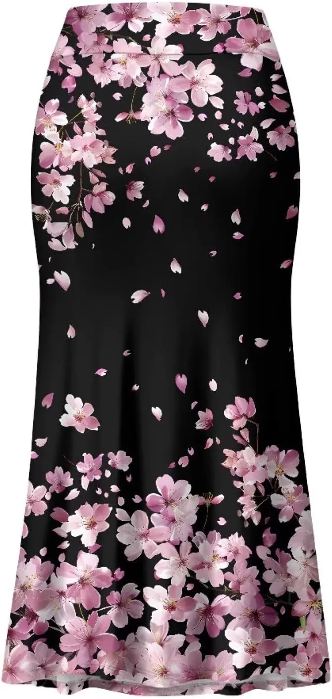 POLERO Plus Size Skirt for Women High Waist Long Maxi Flowy Skirts Zipper Trendy Casual Outfit