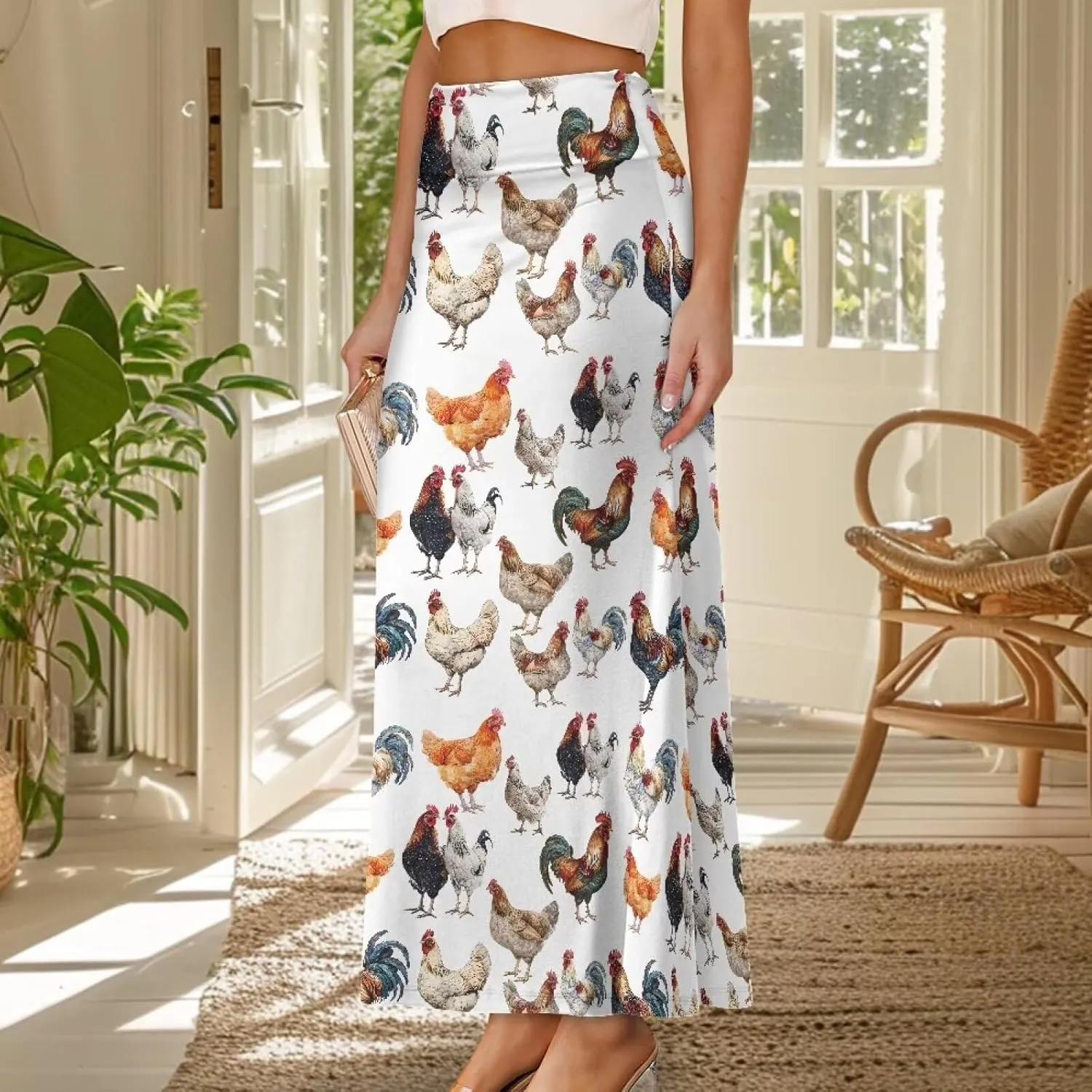POLERO Plus Size Skirt for Women High Waist Long Maxi Flowy Skirts Zipper Trendy Casual Outfit