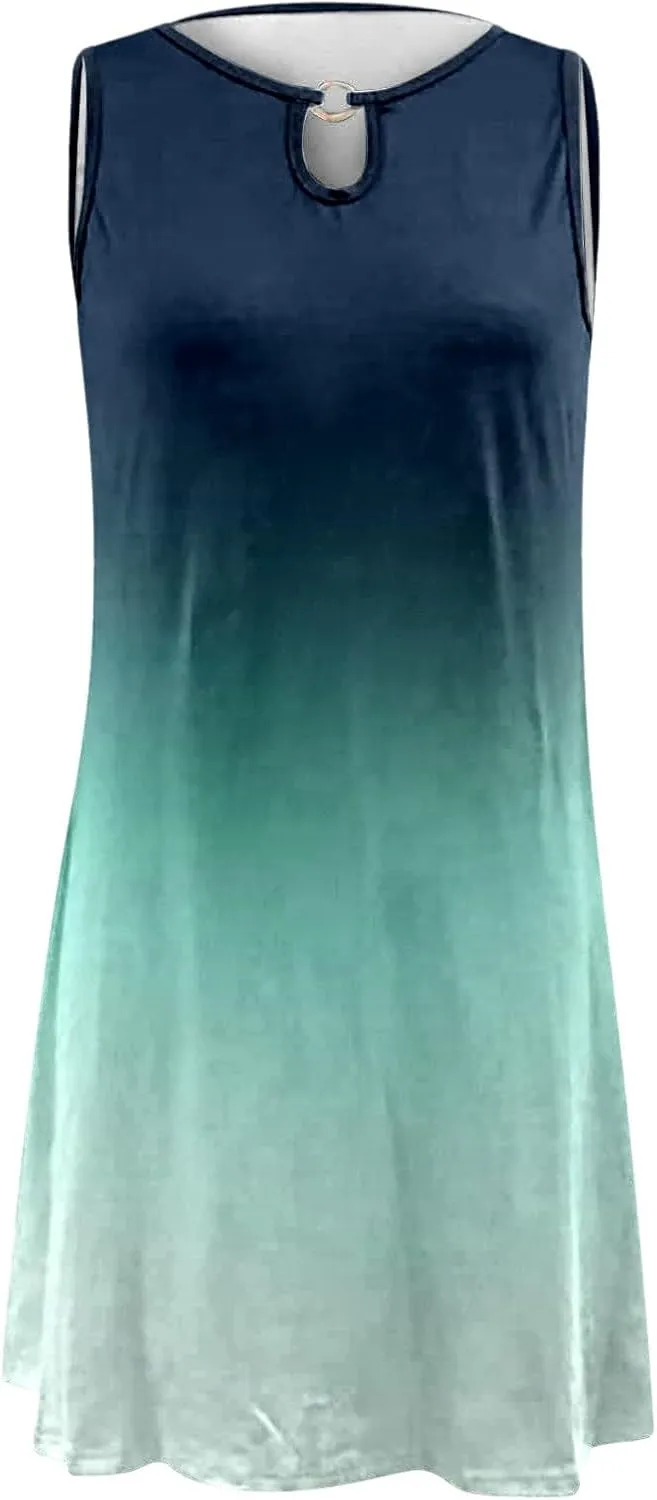 PTOLOCIF Summer Dresses for Trendy Boho Floral Print Cover Up Crew Neck Sleeveless Sundresses Size 16 Evening Gown