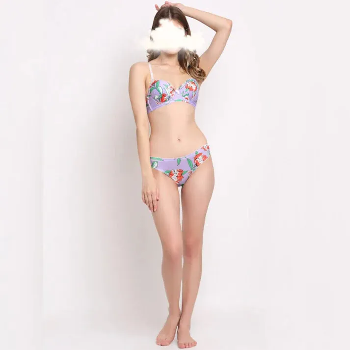 Purple Floral - Bra Set