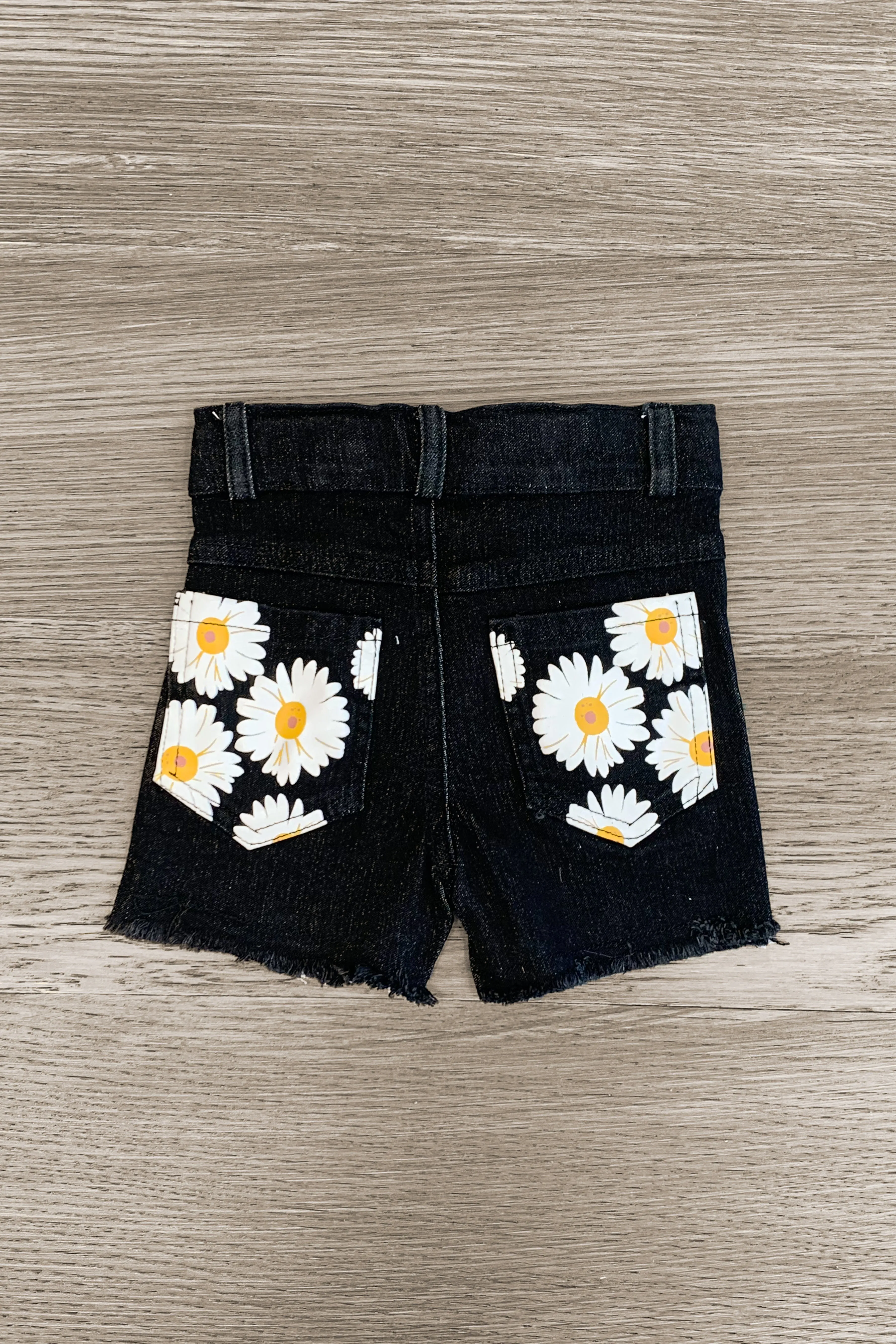 "Love" Mustard & Black Sunflower Denim Short Set