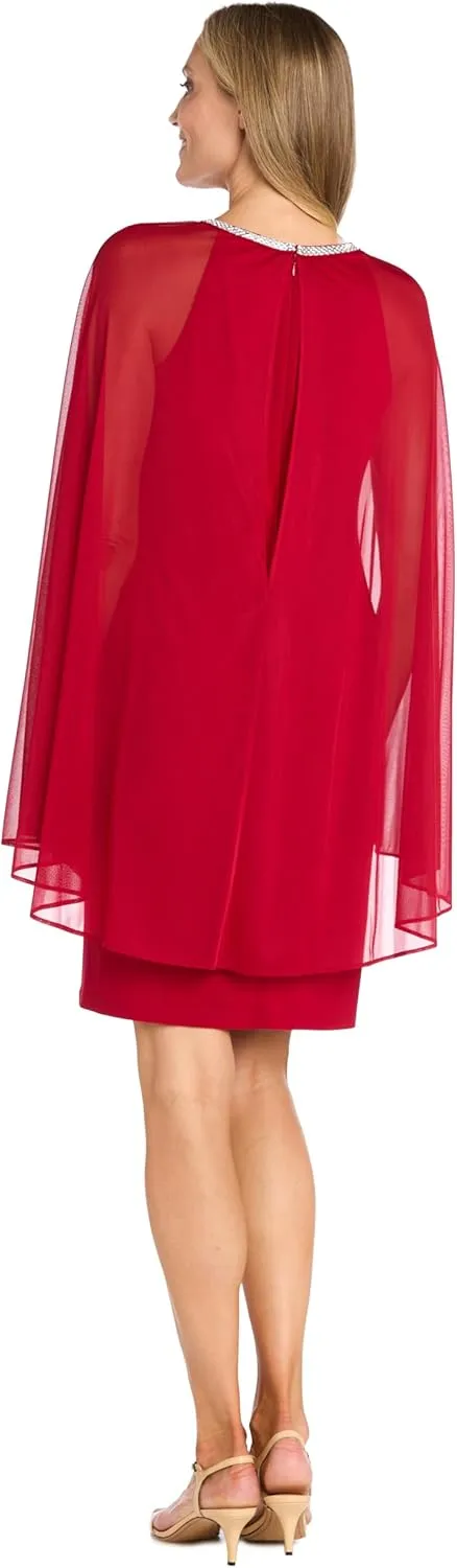 R&M Richards Womens Plus Chiffon Embellished Cocktail and Party Dress