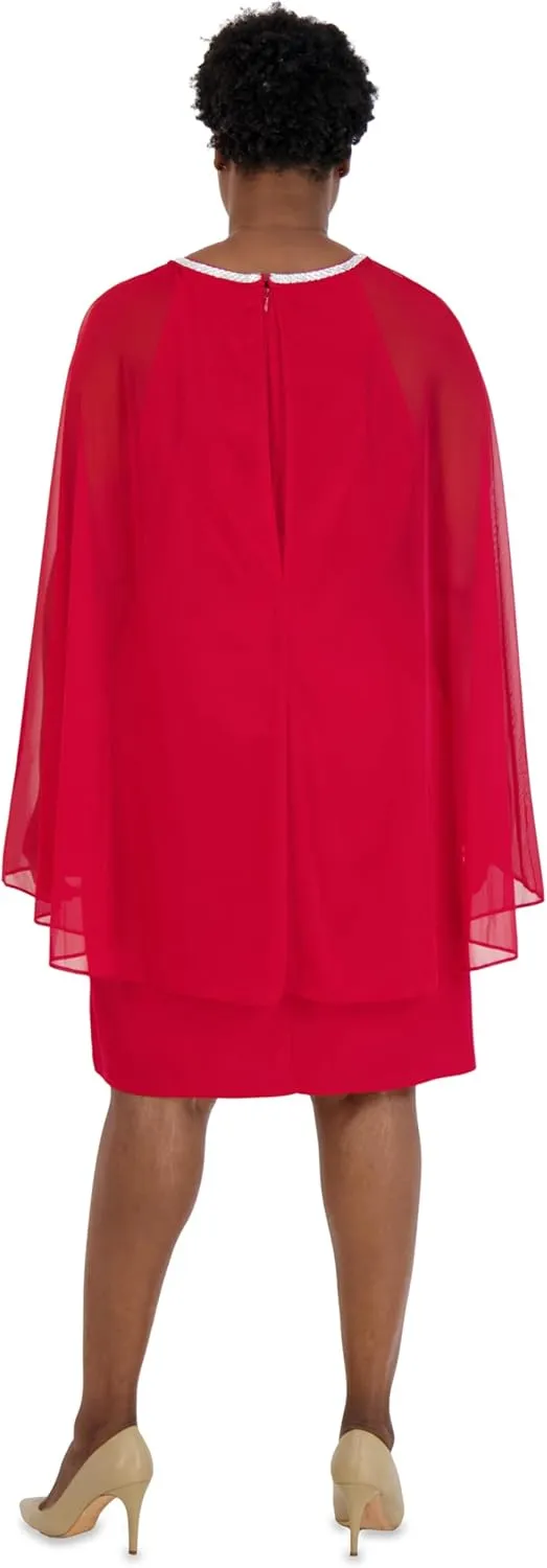 R&M Richards Womens Plus Chiffon Embellished Cocktail and Party Dress