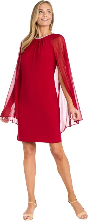 R&M Richards Womens Plus Chiffon Embellished Cocktail and Party Dress