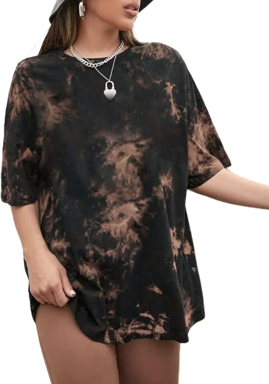 Remidoo Women's Back Graphic Oversized T Shirt Short Sleeve Tee Crewneck Casual Top