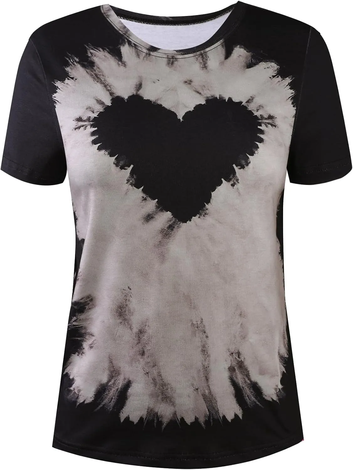 Remidoo Women's Casual Tie Dye Heart Graphic T Shirt Short Sleeve Crewneck Tee Tops