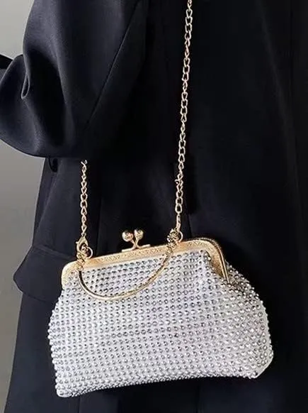 Rhinestone Bags Ladies Sparkling Elegant Formal Evening Clutches Purses Handbags Crystal Crossbody Bags(Color:C,Size:one Size)