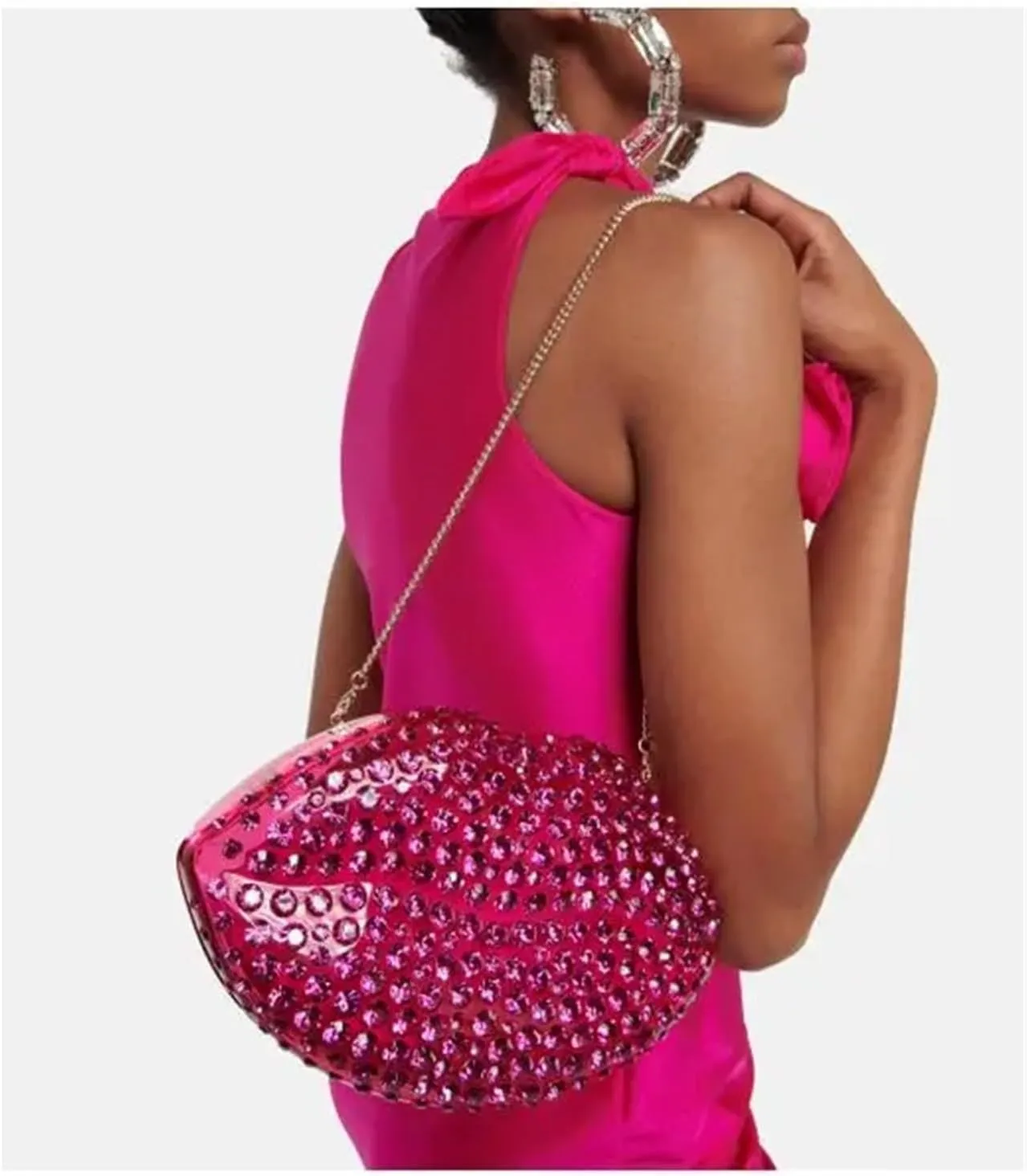 Rhinestone Bags Lip Shape Clutch Bag Rhinestones Clear Wedding Evening Party Kiss Purse Women Handbag